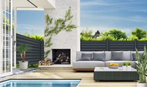 Black Trex privacy fence