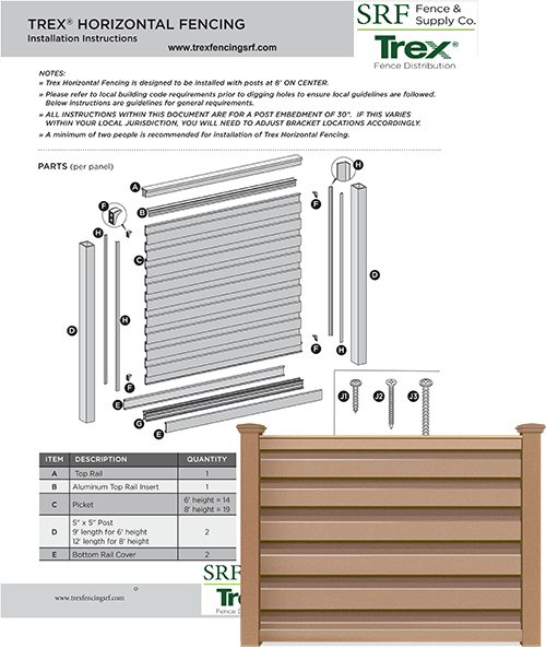 Solitudes Trex fence installation guides - downloadable Solitudes Trex pdf files